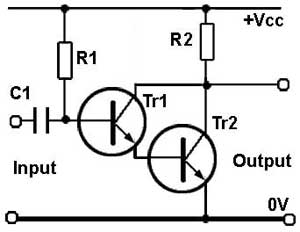 Darlington pair using an emitter follower images/darlington02.jpg