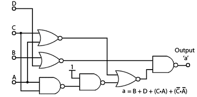 Minimised Circuit for BCD to 7 Segment Decoder ‘a’ Output Karnaugh-cct-1X.gif
