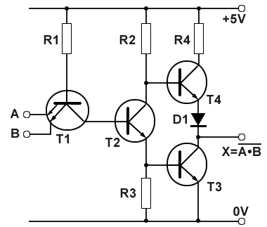 Typical TTL NAND gate schematic images/TTL-7400-cct.gif