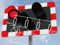 Very Low frequency Relaxation Oscillators are useful for driving many types of flashing lights crossing-lights02.gif