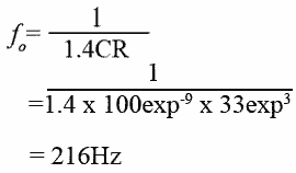 Example, finding the frequency f of a BJT astable form-BJT-astable-ex-f.gif
