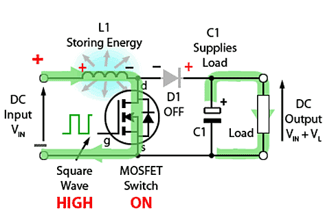 Boost Converter Current Path with MOSFET On boost-converter-cct03.gif