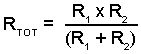 Total Resistance for two parallel resistors = R1 times R2 over R1 plus R2 Total Resistance for two parallel resistors = R1 times R2 over R1 plus R2