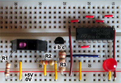 Opto Proximity Sensor Breadboard Layout